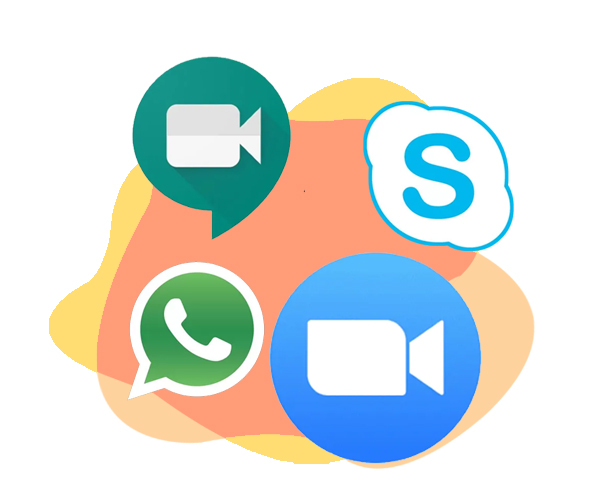 Programas para o atendimento online Skype, Google Meeting, Zoom, WhatsApp