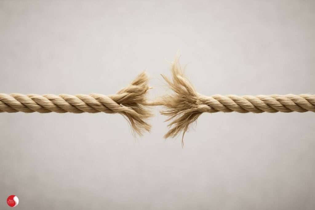 Imagem conceitual de uma corda tensionada prestes a romper, simbolizando o colapso psíquico silencioso provocado pelo esgotamento mental.