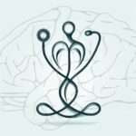 Representação abstrata da integração entre medicina e psicologia sobreposta a um cérebro humano.